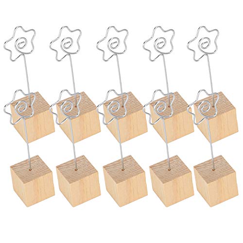 LIYJTK Fotohalter, Metall-Clip-Ständer, Notiz-, Nachrichten-, Karten-, Bild-, Massivholz-Basis, Handwerk für Büro, Heimdekoration von LIYJTK