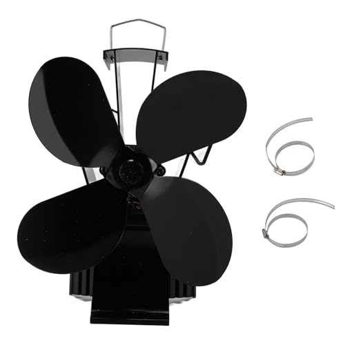 LIYJTK Holzofenlüfter 4 Blatt mit magnetischer Temperaturmesser Wärme angetriebener Luflüfter Heimat Kamin LIYJTK Holzofenlüfter 4 Blatt mit magnetischer Temperaturmesser Wärme angetriebener Luflüfter Heimat Kamin von LIYJTK