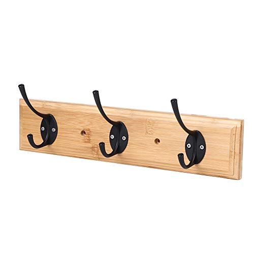 LIYJTK Hut Rack Copper Kleiderbügel Wandhaltertuch Kleidung Organizer Küche Schlafzimmer Eingangsaufbewahrung Aufbewahrung (Bambusfarbe 3 Haken) von LIYJTK
