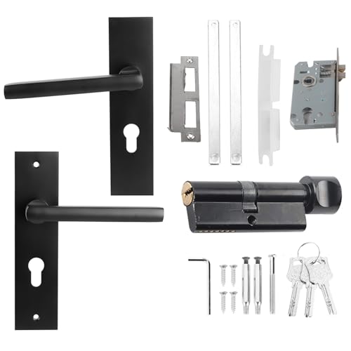 LIYJTK INDOOR SPLIT LOCK ZINC LEGIERUNG TÜR GRIFF SET FÜR HOLZTÜR SCHWARZ von LIYJTK