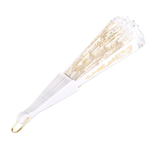 LIYJTK Lace Rose Flower Gilding Folding Fan Dancing Party Fan für Dekoration Hochzeitsgeschenk (Weiß) von LIYJTK