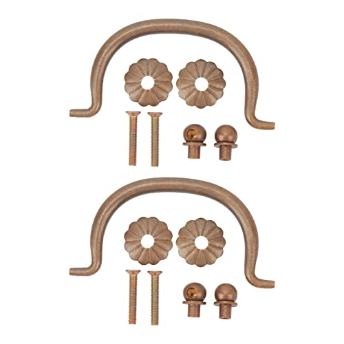 LIYJTK Messing Retro Blumen form Eleganter Möbel zug Griff Set 2 Bronze Zarter Schrank griff von LIYJTK