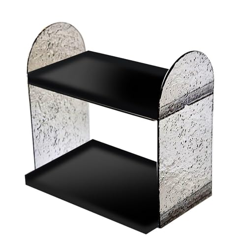 LIYJTK Schreibtisch Organizer Stapelbarer Speicher Rack Clear Desktop Stand Holder Stationery Cosmetic College Office (Glänzend schwarz) von LIYJTK