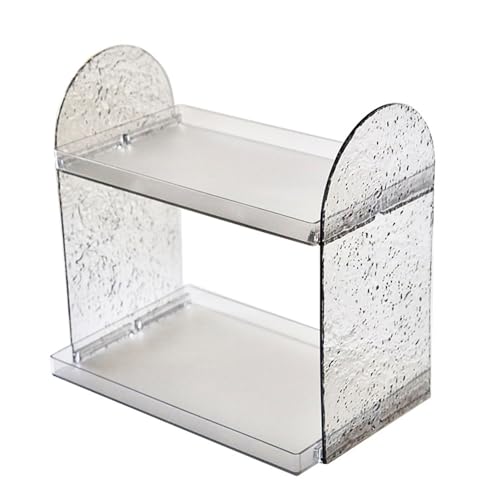 LIYJTK Schreibtisch Organizer Stapelbarer Speicher Rack Clear Desktop Stand Holder Stationery Cosmetic College Office (Transparent grau) von LIYJTK