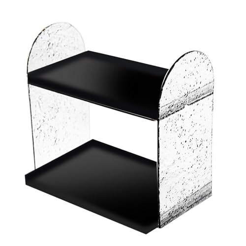 LIYJTK Schreibtisch Organizer Stapelbarer Speicher Rack Clear Desktop Stand Holder Stationery Cosmetic College Office (Transparent schwarz) von LIYJTK