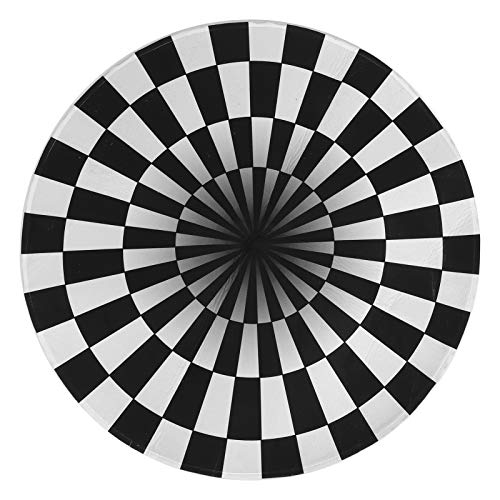 LIYJTK Schwarzer weißer Schatten Illusionsbereich Teppich Teppich, Wohnzimmer ation ation (Durchmesser 60 cm) von LIYJTK