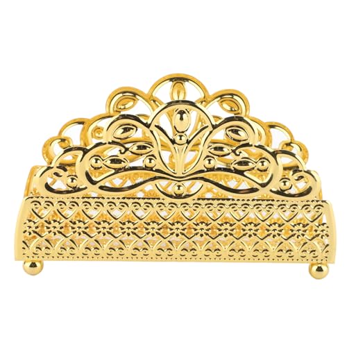 LIYJTK Serviettenhalter eleganter stehender Organisator Gold Eisenkunst für Hotel Restaurant Home Esstisch (Netzmuster) von LIYJTK