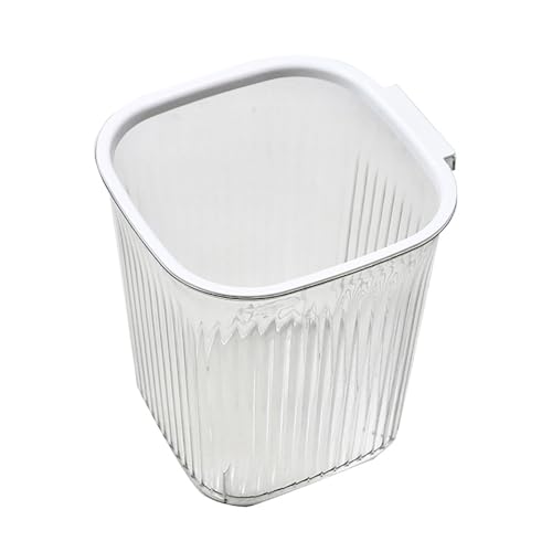 LIYJTK Transparent gestreifte, verdickte Kapazität mit Plastik Müllmülleimer Schlafzimmer Wohnzimmer (Transparent weiß klein) von LIYJTK
