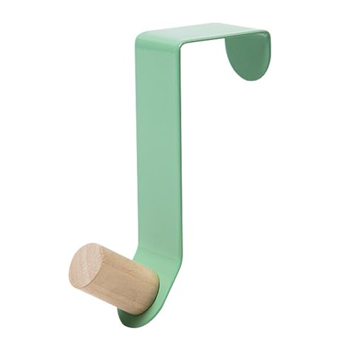 LIYJTK Tür haken mit Holzhaken, starke Tragfähigkeit, platzsparend, Metall, Türhänger (Nordisch grün) von LIYJTK