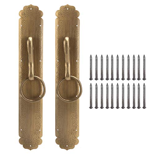 LIYJTK Türring Chinesischer Stil Ring Antique Messing Griff Gate Pull Möbel Hardware für Tor, Gedenkbogen Einzigartige Textur Bronze 30x5,5 cm 2 Sätze von LIYJTK