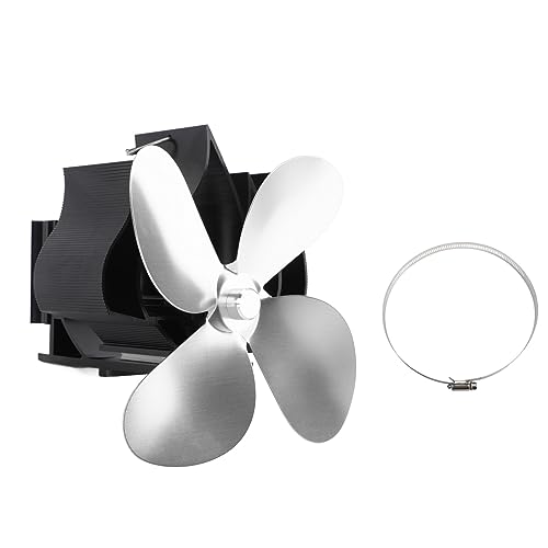 LIYJTK WANDMONTIERTER KAMINVENTILATOR, WÄRMEBETRIEBENER HERDVENTILATOR FÜR ZUHAUSE, CAMPING, OUTDOOR, ALUMINIUMLEGIERUNG (Silber) von LIYJTK