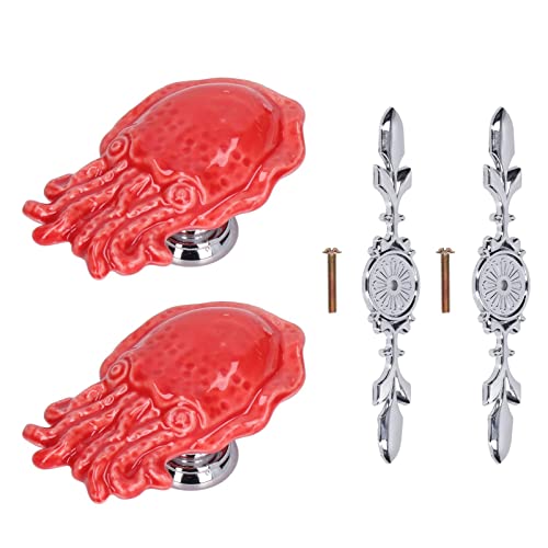 LIYJTK Zinklegierung langlebiger Schrankgarderobe Schublade Pull für Hausmöbeldekoration rot (1077D Red Octopus) von LIYJTK