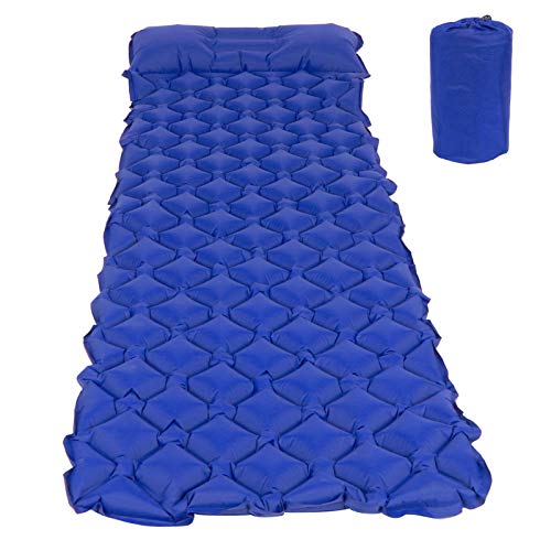 Leicht aufblasbare Luftbettmatratze für Campingreisen - reißfestes Nylon, ergonomisches Design - geeignet für Hängemattenpicknick mit Zelt (Königsblau) von LIYJTK