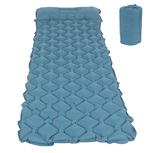 Leicht aufblasbare Luftbettmatratze für Campingreisen - reißfestes Nylon, ergonomisches Design - geeignet für Hängemattenpicknick mit Zelt (Pfauenblau) von LIYJTK