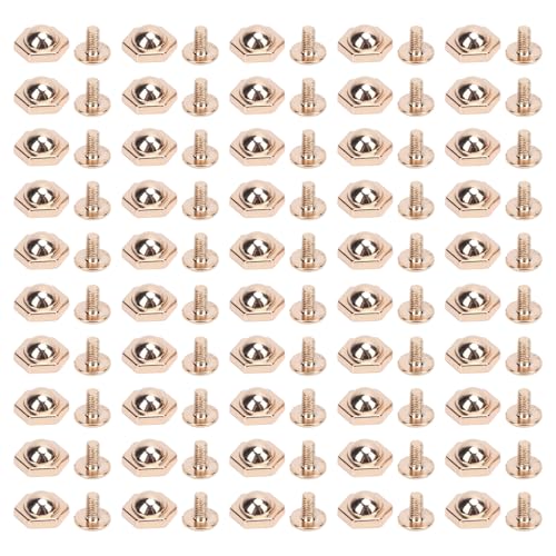 Metall Hex Nietselste Set starke Zinklegierung sichere Installation für Lederhandwerkskleidungsdekoration 50 Sets 10 mm (Leichtes Gold) von LIYJTK