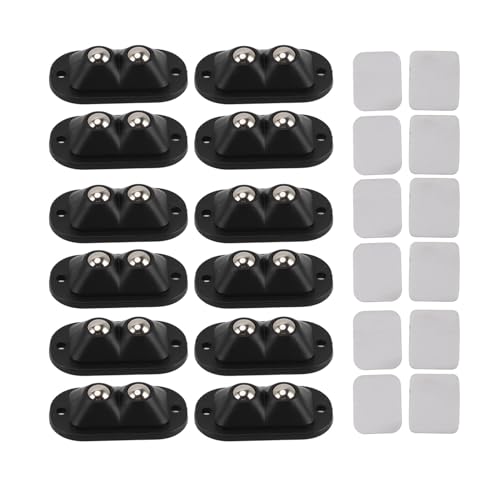 Mini Caster Wheels Selbstkleber Doppelperle ruhig bewegt 360 Grad Rotation Klebrehrolle Rettung für Küchengeräte Möbel (Schwarz) von LIYJTK