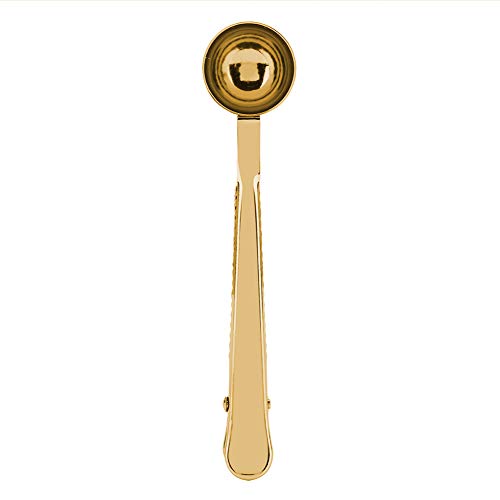 Multifunktional 2 in 1 Edelstahl -Kaffeelöffel mit Versiegelungsclip für Home Office Gold Multifunktional 2 in 1 Edelstahl -Kaffeelöffel mit Versiegelungsclip für Home Office Gold von LIYJTK