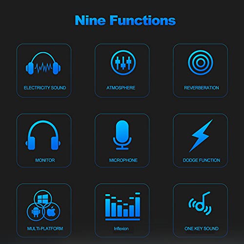 Multifunktionale Suspension Live -Soundkarte und Aufnahme von Mikrofonkit Intelligenter Audio -Mixer -Soundkarte für PC Live (Blau) von LIYJTK
