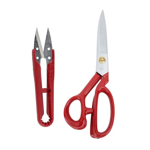 NÄHE SCHISSOREN SETZEN RUSTPROOF EDELSTAHL UND GEWINDLICHES SCHNIPPER ERGONOMISCHER GUMMER GRIFF GRIFF STOFFE (Rotes Griff 12 Zoll) von LIYJTK