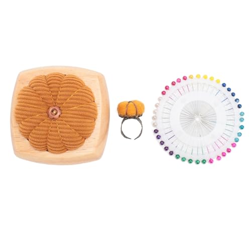 Nadel kissen Kit Niedliche form Holz basis Fingerring Pincushions Nähstifte DIY Basteln Haushalt (Ingwergelb) von LIYJTK