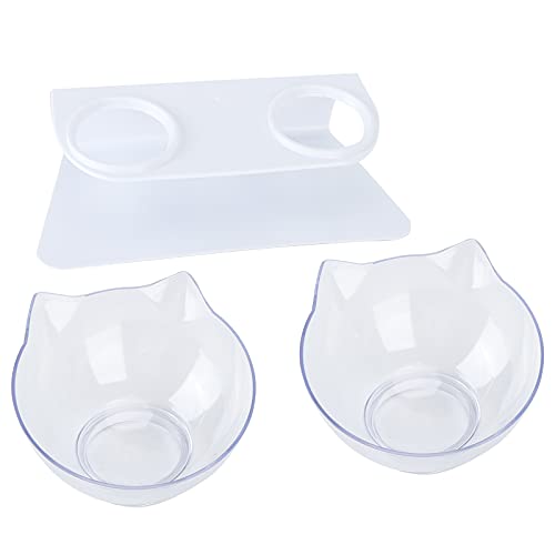 Pet Bowl Langable Cat Dog Fütterung Trinkschale mit Lagerregal kleine Haustiere (Transparent) von LIYJTK