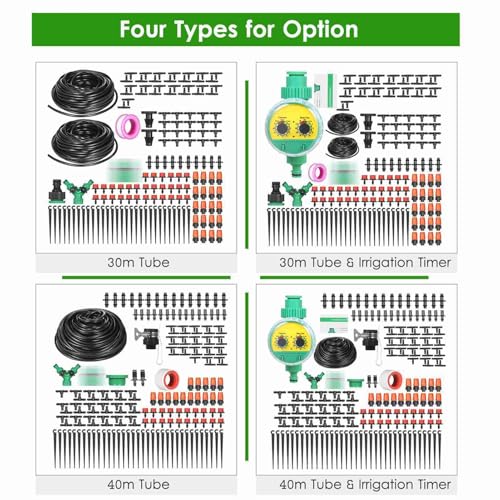 Pflanzenwässerung Tropfbewässerungskit Effiziente DIY -System Garten Rasen Terrasse Terrasse (30 m Rohr & Timer) von LIYJTK