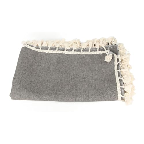 Polyester Rechteck Tischdecke Elegantes mit Quastenspitze für Heimrestaurant Hotel Tee Zeremonie Couchtisch Esszimmer Wohnzimmer (Kaffee grau) von LIYJTK