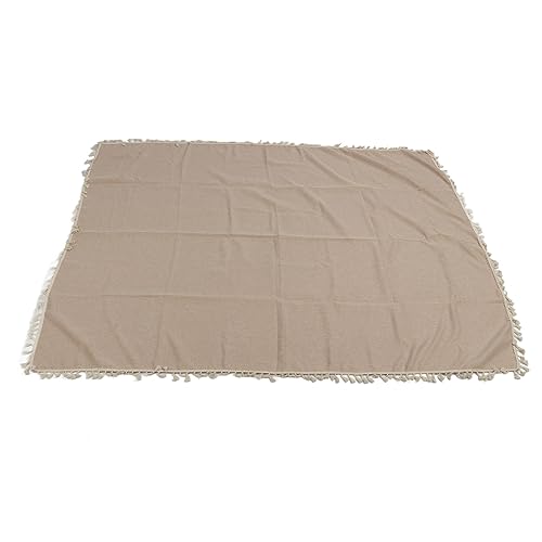 Polyester Rechteck Tischdecke Elegantes mit Quastenspitze für Heimrestaurant Hotel Tee Zeremonie Couchtisch Esszimmer Wohnzimmer (Leicht Beige) von LIYJTK