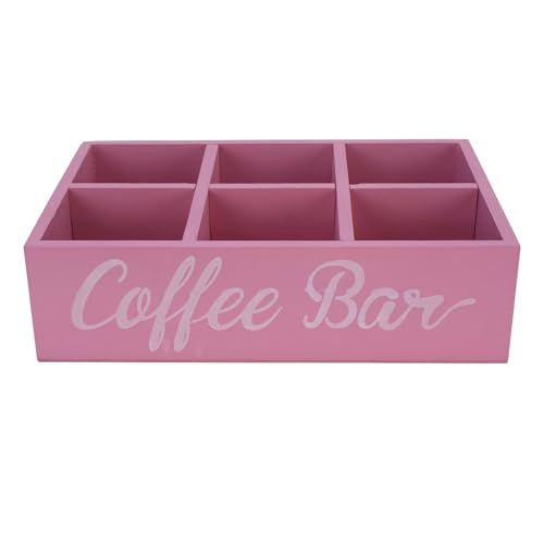 Rosa Holz Kaffee Bar Organizer Aufbewahrung sbox Teebeutel Halter 6 Fächer von LIYJTK