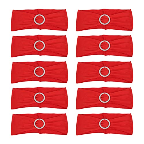Roter Stuhl Sash Elegant Langlebiger Polyester Strassschnalle Schieber Breite Anwendbarkeit elastischer Stuhl Cover Band Hochzeitsfeier von LIYJTK