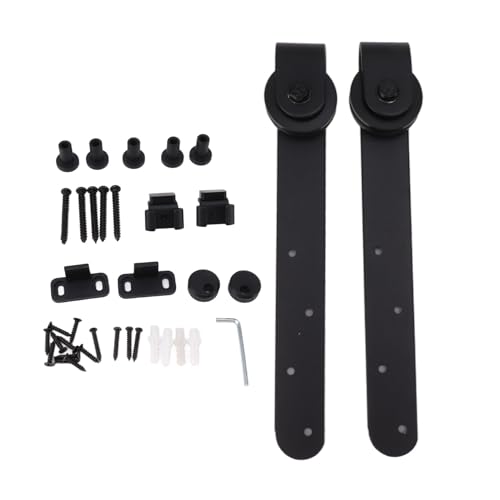 Scheunentor-Hardware-Kit, Leises Gleiten, einfach zu installierendes Karbonstahl-Schiebetür-Rollenschienen-Kit von LIYJTK