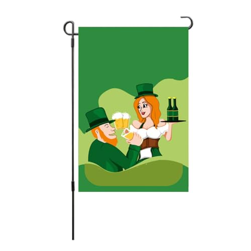 St. Patricks Day-Flagge, doppelseitig, wetterfest, maschinenwaschbar, irische Deko-Flagge für Garten, Rasen und Innenhof (S21) von LIYJTK