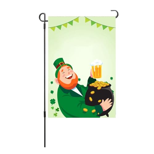 St. Patricks Day doppelseitige irische Gartenflagge Dekorative Langlebige waschbare Flagge für Rasen Courtyard Party Balkon (S16) von LIYJTK