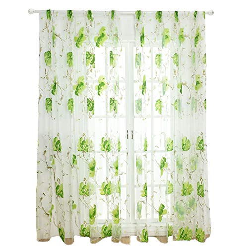 Stickerei Design transparent Blumendruck Voile Schal für Wohnzimmer Schlafzimmer ation (Grün) von LIYJTK
