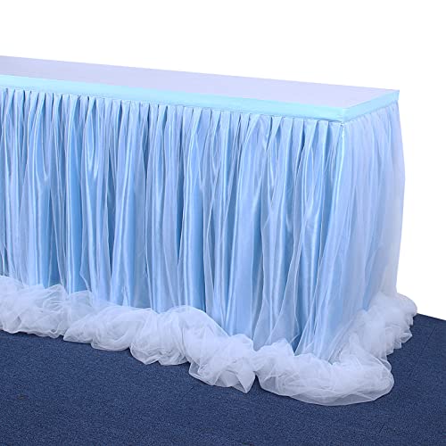 Tischrock Home Party Gaze Tischdecke Wickel Gaze Fußboden Langes Garn Gebrauchte Hochzeit Weihnachtsation Dessert Hotel Konferenztisch (Blau) von LIYJTK