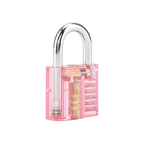 Transparentes Vorhängeschloss -Set -Sperren -Picking -Übungsschloss mit Schlüsselentfernungswerkzeug für Schlossertraining (Rosa) von LIYJTK