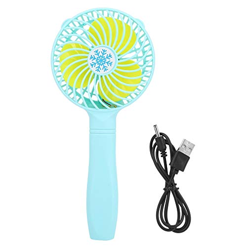 USB-Lüfter Handheld Mini Tragbarer Ventilator Schlafsaal Büro Outdoor Reisen Verwenden Sie Rosa Grün Blau 2 x AA Batterien 300mAh 23,5x10,5 cm 1 Lüfter 1 USB-Kabel (Blau) von LIYJTK