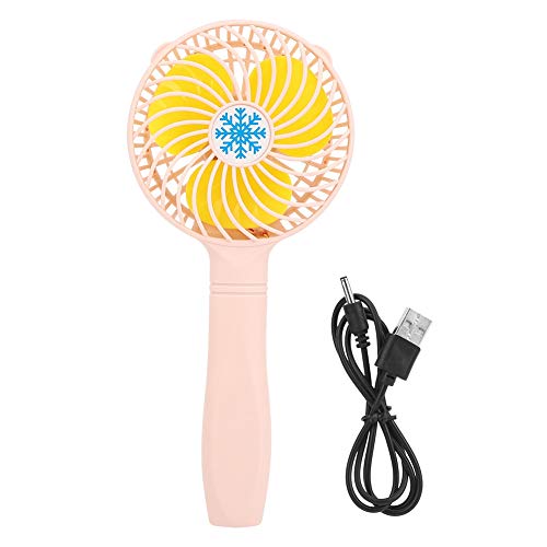 USB-Lüfter Handheld Mini Tragbarer Ventilator Schlafsaal Büro Outdoor Reisen Verwenden Sie Rosa Grün Blau 2 x AA Batterien 300mAh 23,5x10,5 cm 1 Lüfter 1 USB-Kabel (Rosa) von LIYJTK