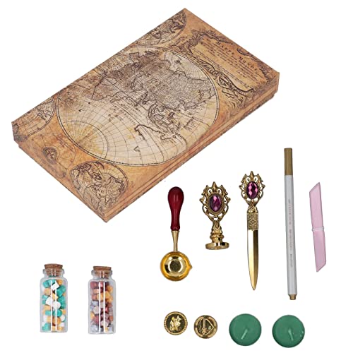 WAX Stamp Kit Europäischer Stil Retro DIY Stamp Sealing Hüllkurve box Dekoration Erde Erde (Fuchsie) von LIYJTK