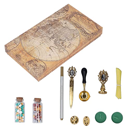 WAX Stamp Kit Europäischer Stil Retro DIY Stamp Sealing Hüllkurve box Dekoration Erde Erde (Grau) von LIYJTK