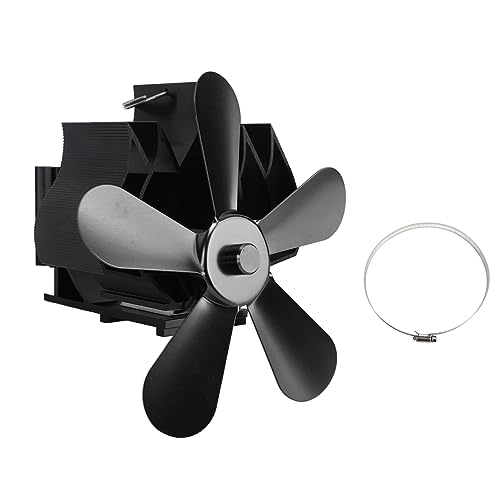 Wandmontierte Kaminlüfter 5 Blade Wärmeantrieb Holzofen -Lüfter selbst erzeugen weit verbreitetes Windkraft Einfacher Betrieb Leichter tragbarer Aluminiumlegierung (Schwarz) von LIYJTK