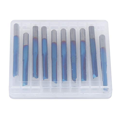 Zementiertes Carbid 2-Fluter-Gerade-Frässchneider Langlebiger blauer Griff 10pcs Pack 3,175 mm für Holz-MDF-Acryl-EVA von LIYJTK
