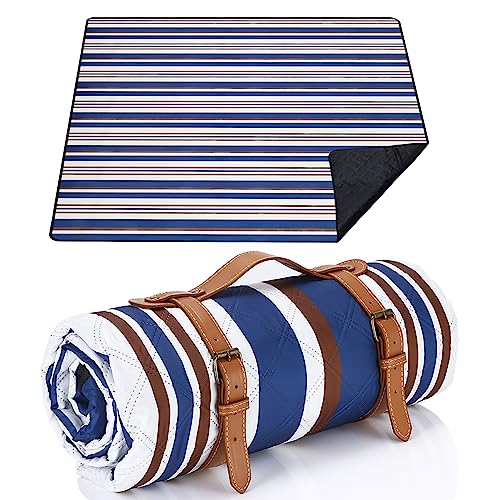 Picknickdecke 200 x 200cm,Streifen Picknickdecke Wasserdicht,Tragbare Waschbar Extra Große Stranddecke Sandfreie,Campingdecke Isoliert mit Tragegriff,Perfekt für Picknick,Outdoor,Camping,Beach,Park von LIYUABU