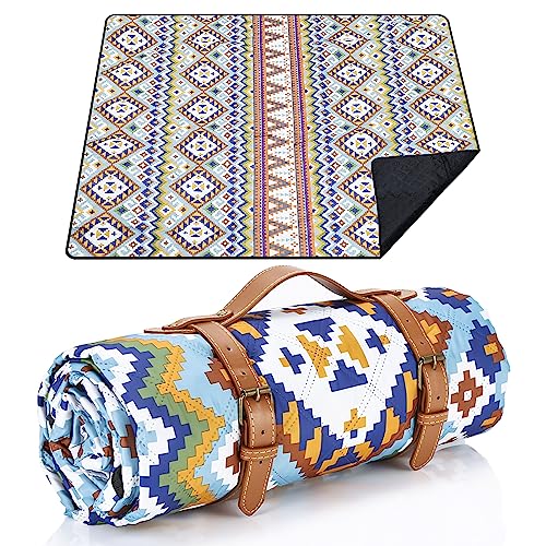 Picknickdecke 200 x 200cm,Boho Picknickdecke Wasserdicht,Tragbare Waschbar Extra Große Stranddecke Sandfreie,Campingdecke Isoliert mit Tragegriff,Perfekt für Picknick,Outdoor,Camping,Beach,Park von LIYUABU