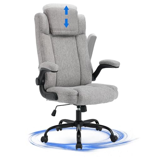 LIYURUI Bürostuhl Ergonomischer 150KG Belastbarkeit Chefsessel Stoff Flip-up Armlehnen/110° Wippfunktion Chefsessel mit Hoher Rückenlehne und Breitem Sitz Schreibtischstuhl LIYURUI Bürostuhl Ergonomischer 150KG Belastbarkeit Chefsessel Stoff Flip-up Armlehnen/110° Wippfunktion Chefsessel mit Hoher Rückenlehne und Breitem Sitz Schreibtischstuhl von LIYURUI
