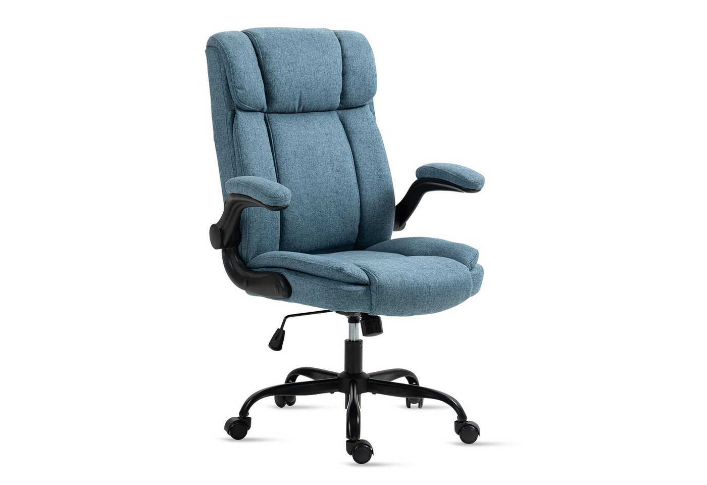 LIYURUI Bürostuhl Ergonomischer 150KG Belastbarkeit Chefsessel Stoff Flip-up Armlehnen (1 St), mit Hoher Rückenlehne und Breitem Sitz, blau von LIYURUI