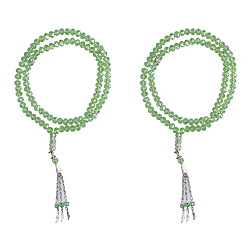 2 Stück Muslimische Gebetskette, 99 Perlen, Mihrab-Trennzeichen, Exquisites Design, Tasbih-Gebetskette Für Handtasche, Islamische Gebetskette(Grün) von LIZEALUCKY