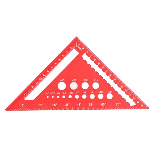 Aluminiumlegierung Holzbearbeitungsdreieck Lineal Prelcractor 90 -Grad -Loch -Werkzeug für Haus Renovierungsprojekte (Rot) von LIZEALUCKY