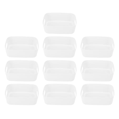 LIZEALUCKY 10pcs Schrankbox Mini Organizer Mülleimer PP Seitengriff Rundkante Moderne, vielseitige Aufbewahrungskörbe für Büroküche (Kleine Größe (21x17cm / 8.3x6.7in)) von LIZEALUCKY