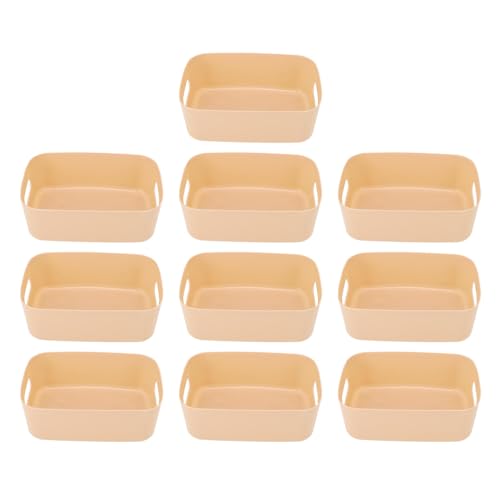 LIZEALUCKY 10pcs Schrankbox Mini Organizer Mülleimer PP Seitengriff Rundkante Moderne, vielseitige Aufbewahrungskörbe für Büroküche (Kleine Größe (21x17cm / 8.3x6.7in)) von LIZEALUCKY